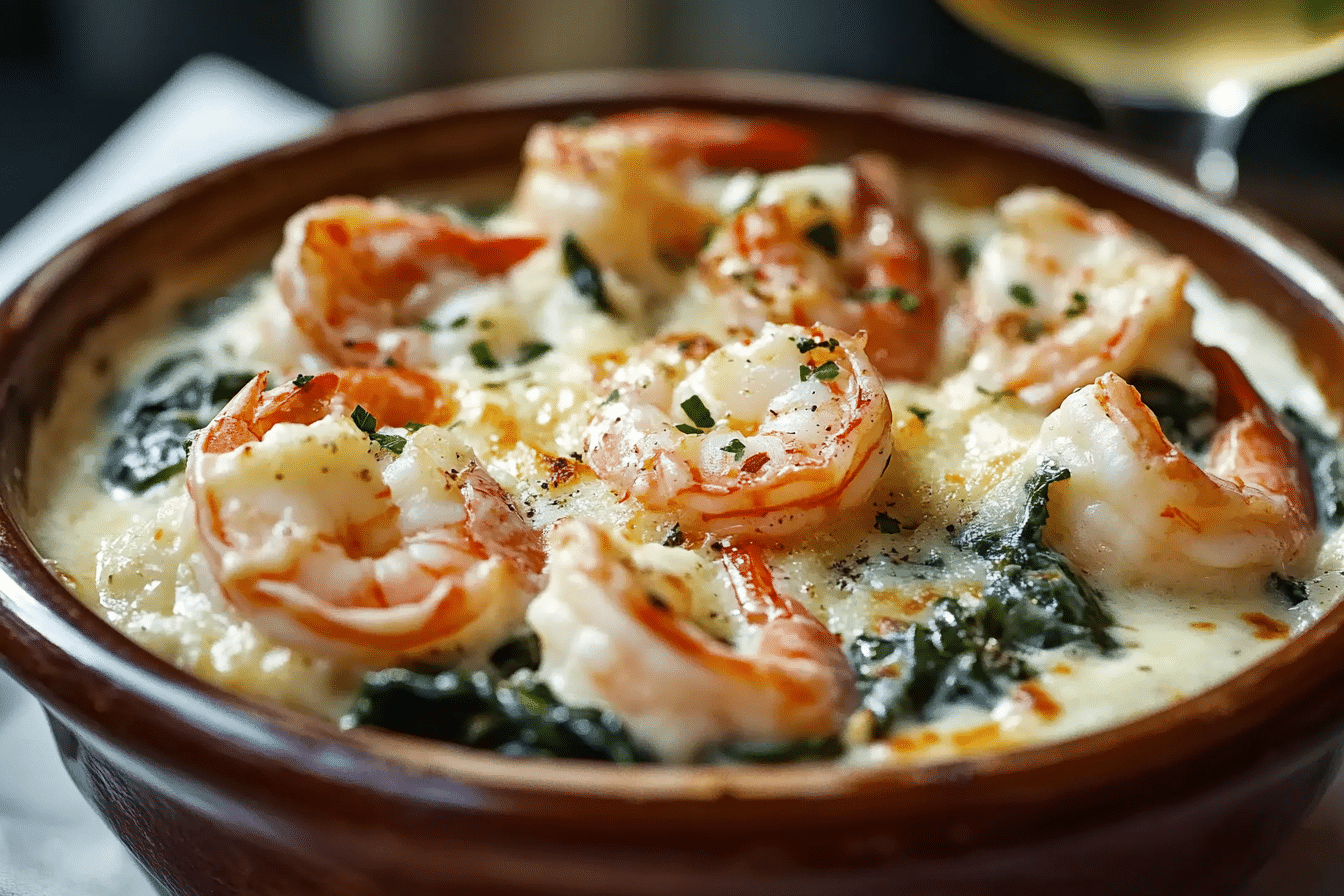 Rich and Creamy Shrimp and Crab Spinach Dip with Garlic and Parmesan