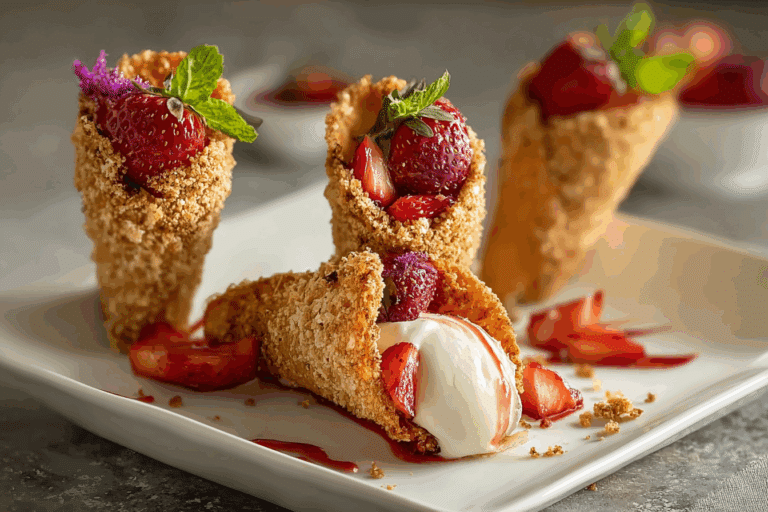 Strawberry Crunch Cheesecake Cones