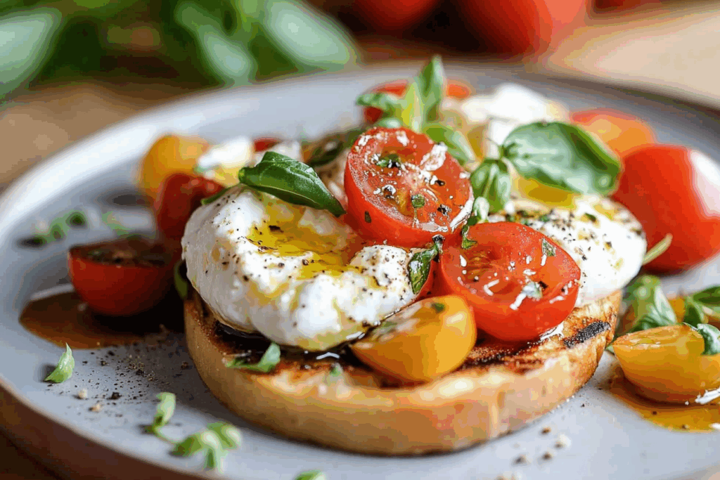 Burrata sur pain grillé