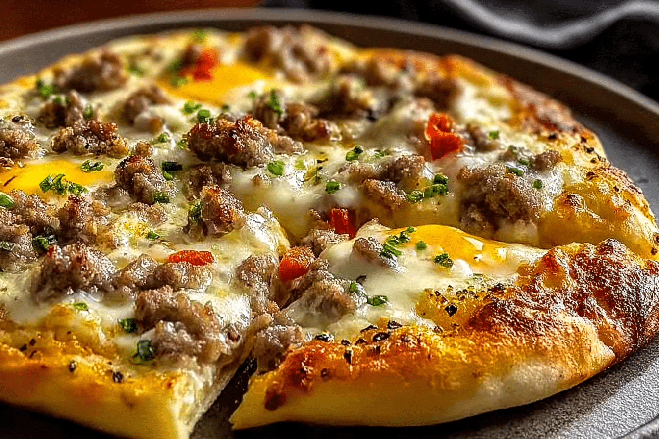 Biscuits and Sausage Gravy Breakfast Pizza