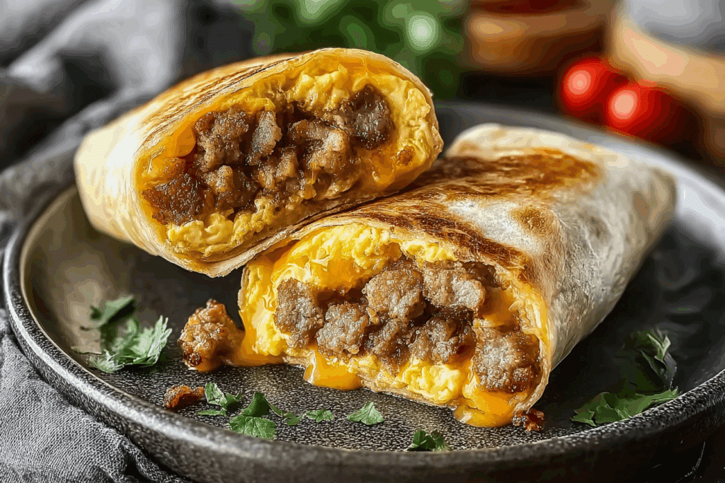 Cheesy Sausage and Egg Wraps