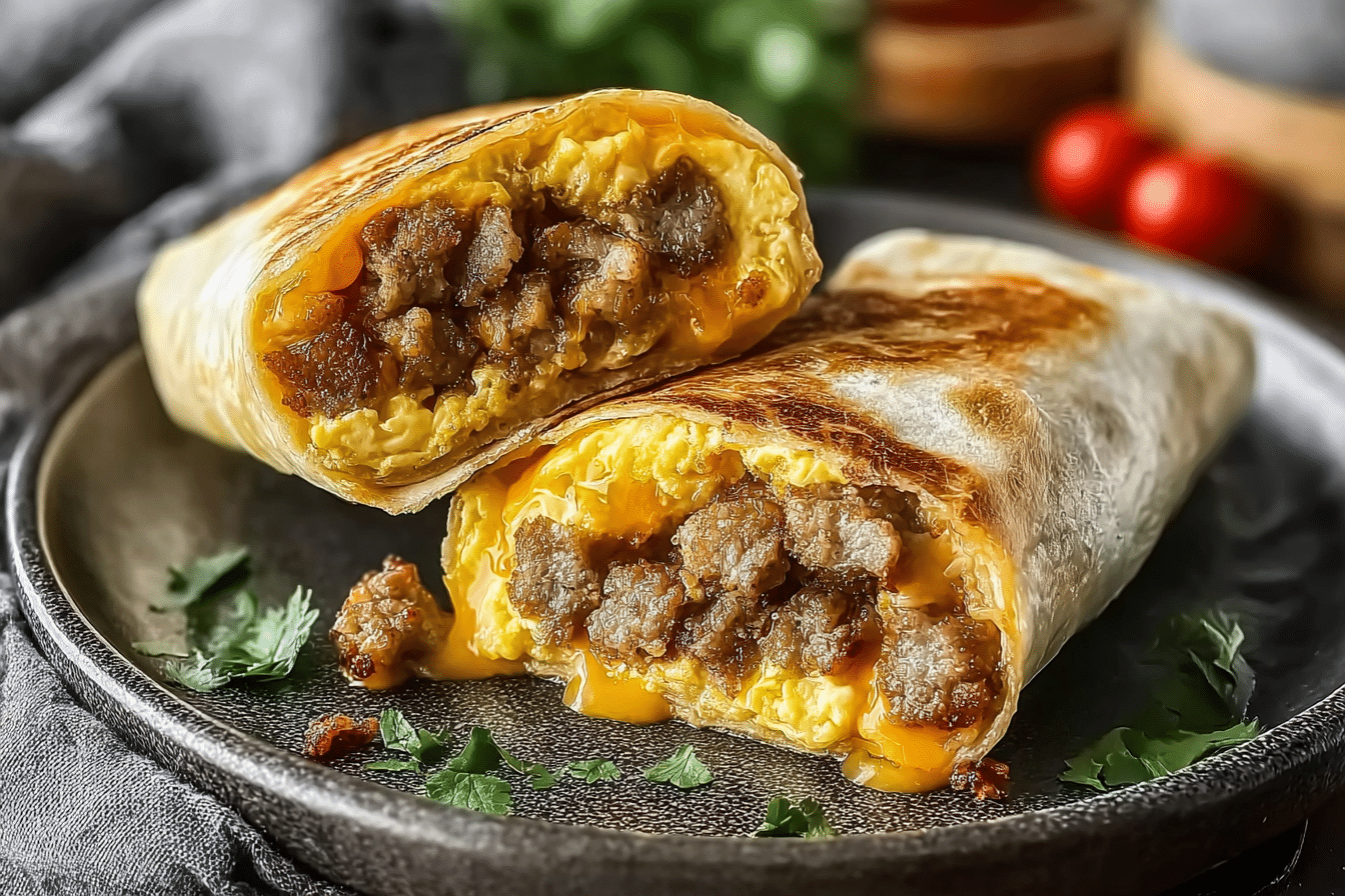 Cheesy Sausage and Egg Wraps
