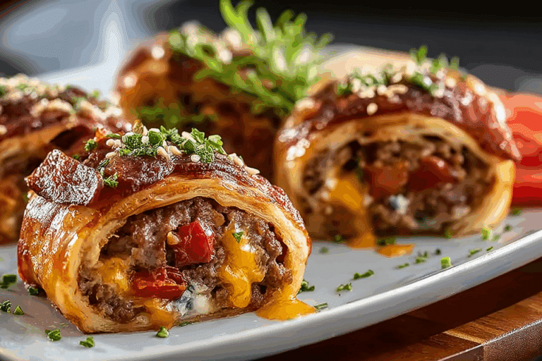Garlic Butter Beef Cheeseburger Rollups