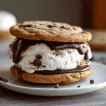 Hot Fudge Chocolate Chip Cookie Dough Ice Cream Sandwich