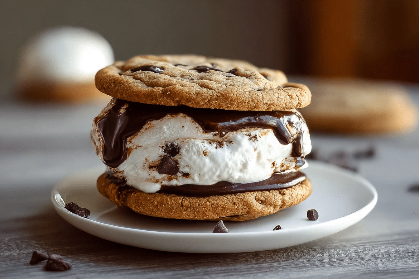 Hot Fudge Chocolate Chip Cookie Dough Ice Cream Sandwich