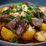 Crockpot Loaded Steak and Potato Bake