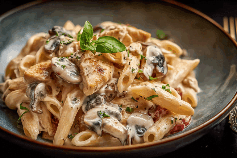 Chicken and Mushroom Pasta in Creamy Sauce