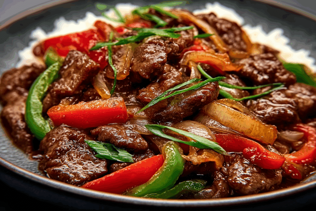 Sizzling Chinese Pepper Steak with Onions