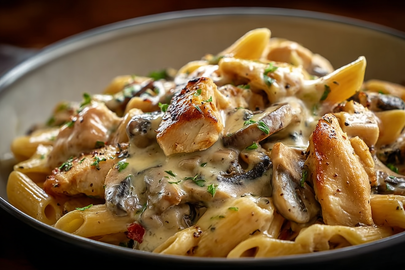 Rich and Creamy Chicken & Mushroom Pasta