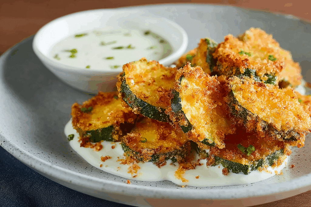 Crispy Fried Zucchini with Ranch Dip