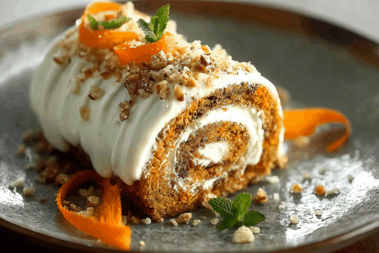 Carrot Cake Roll with Cream Cheese Frosting Filling