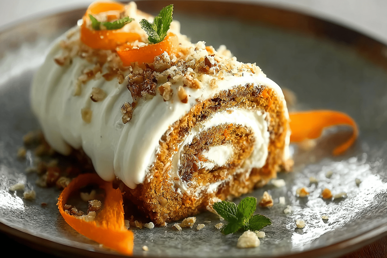 Carrot Cake Roll with Cream Cheese Frosting Filling