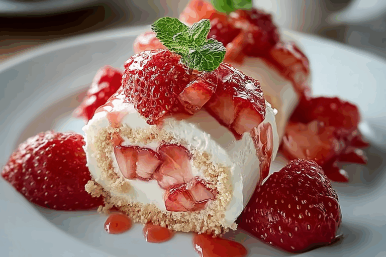 Sweet Strawberry Shortcake Cheesecake Rolls
