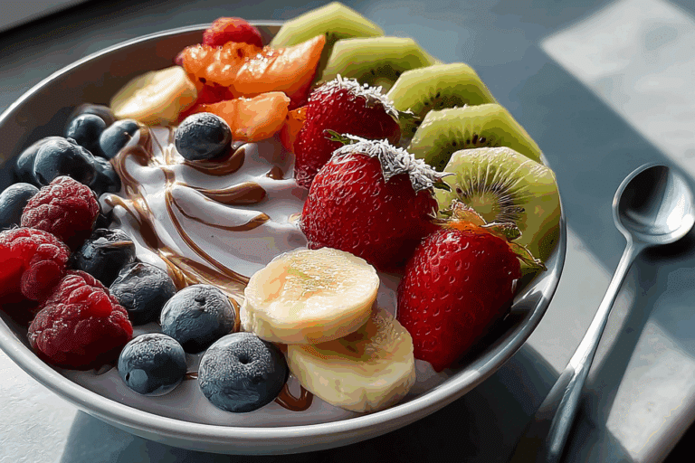 Chocolate Swirl Yogurt Fruit Bowl Recipe