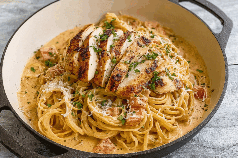 Creamy Cajun Chicken Spaghetti with Garlic Mozzarella Sauce