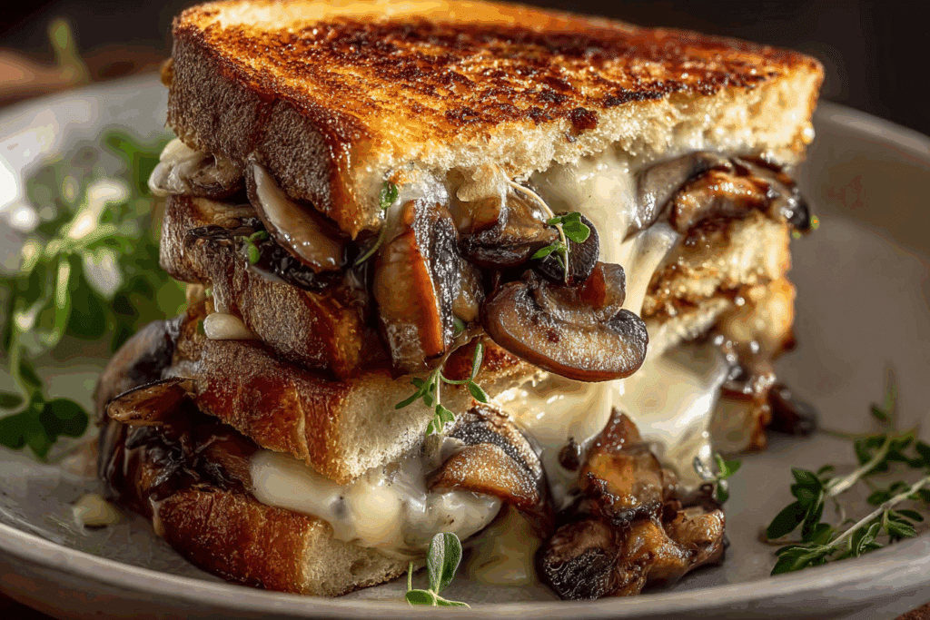 Mushroom Swiss Breakfast Grilled Cheese