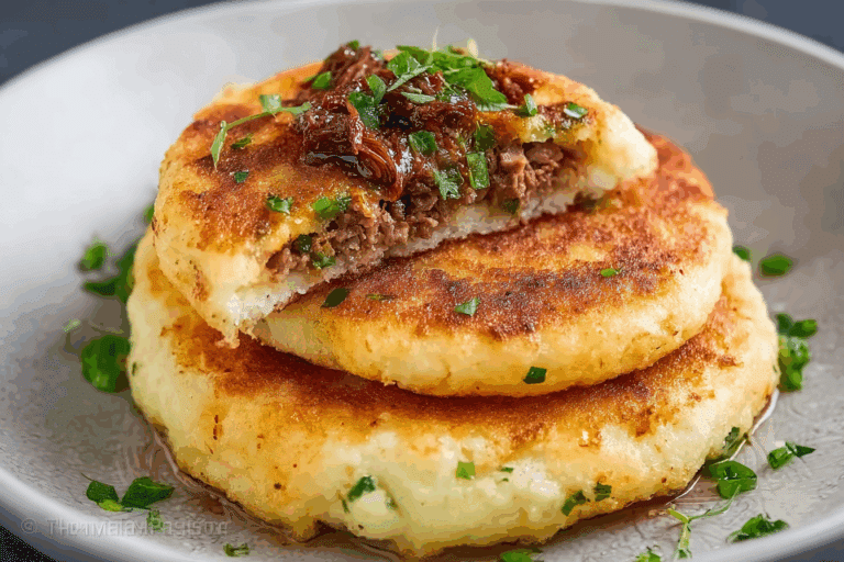 Mashed Potato Pancakes with Meat Filling
