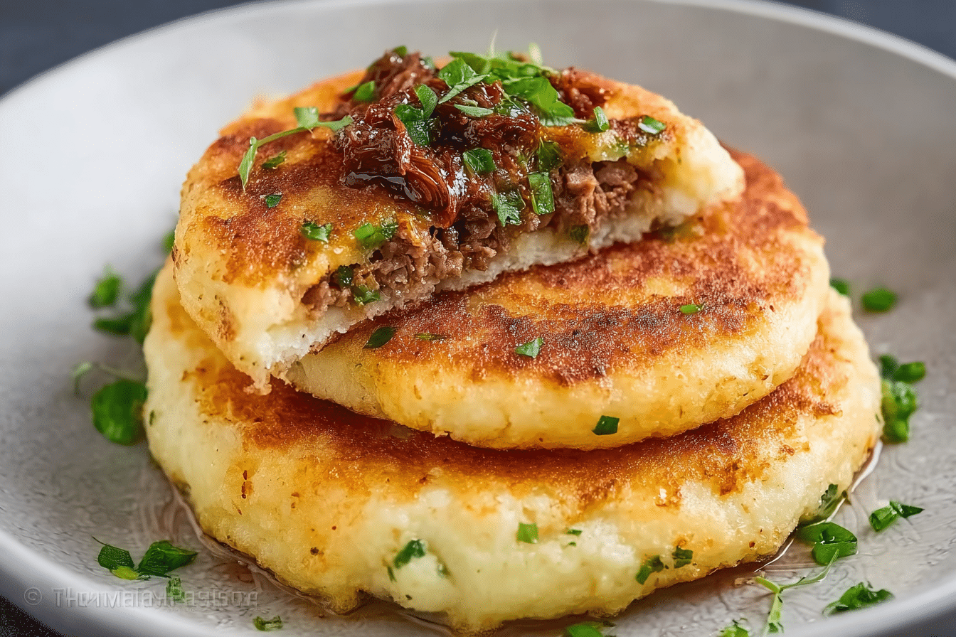 Mashed Potato Pancakes with Meat Filling