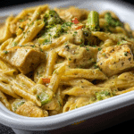 Creamy Chicken & Veggie Pasta Delight with a Savory Herb Twist