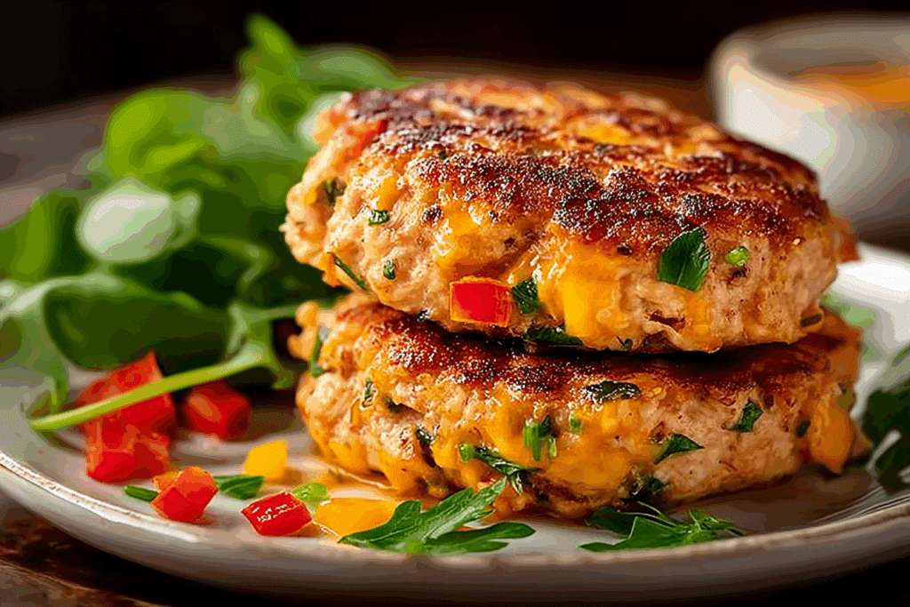 Cheddar Ranch Chicken Burgers