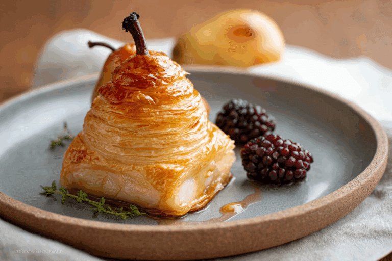 The Hidden Pearl: Poached Pear Wrapped in Brie, Baked in Puff Pastry