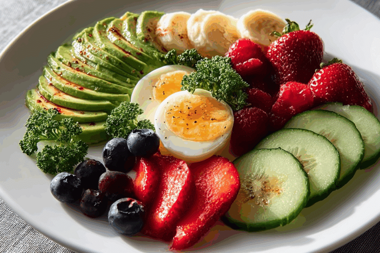 Colorful Fruit & Veggie Breakfast Plate