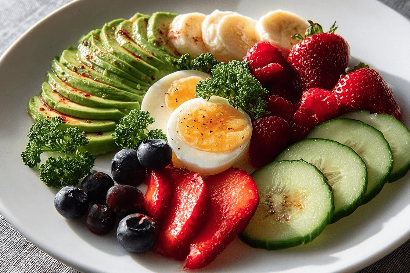 Colorful Fruit & Veggie Breakfast Plate