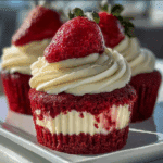 Strawberry Cheesecake Red Velvet Cupcakes