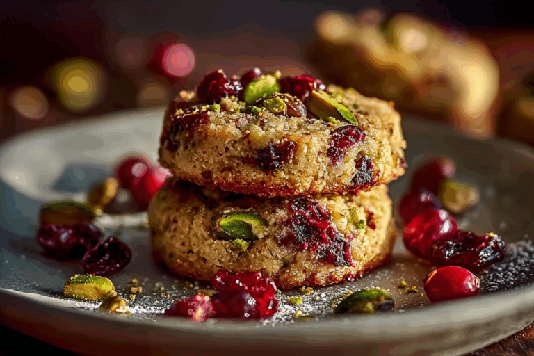 Cranberry Pistachio Shortbread Cookies