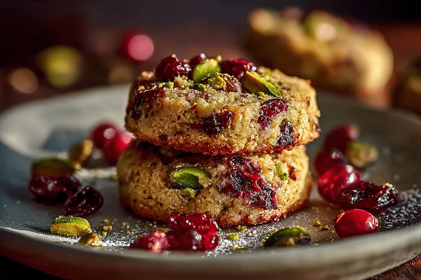 Cranberry Pistachio Shortbread Cookies