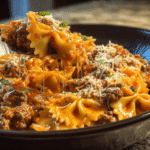 Creamy Velveeta Bowtie Pasta with Italian Beef Marinara