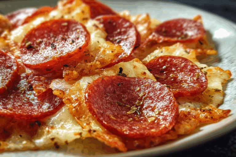 Low-Carb Pepperoni Pizza Crisps