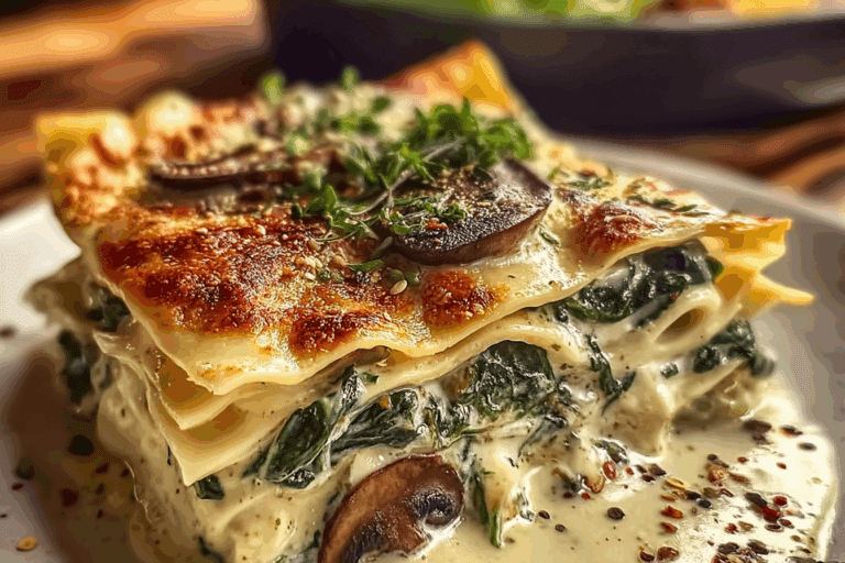 Spinach and Mushroom White Lasagna