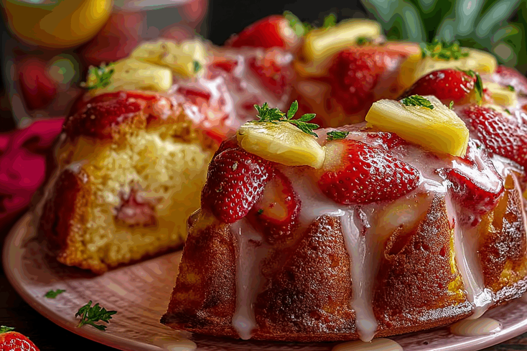 Pineapple Strawberry Pound Cake