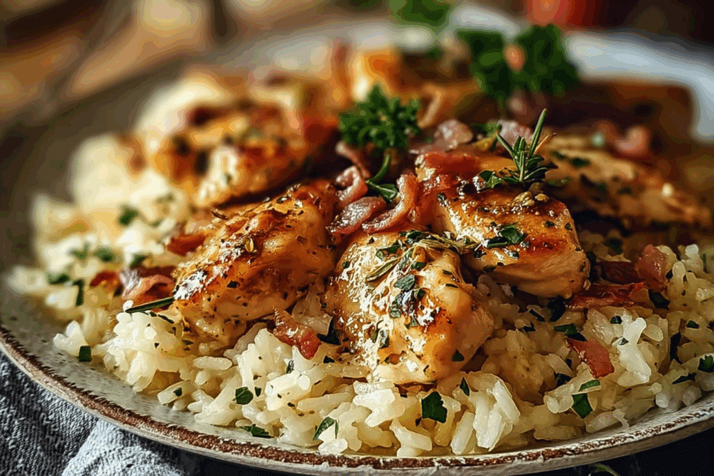 Chicken Scampi with Garlic Parmesan Rice