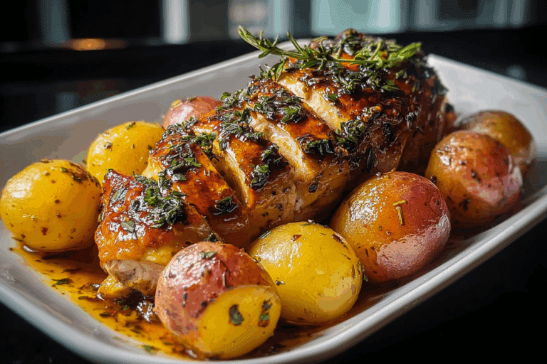 Ultimate Oven-Roasted Garlic Herb Chicken with Glazed Baby Potatoes