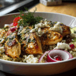 Lemon Herb Chicken Bowls with Feta & Quinoa