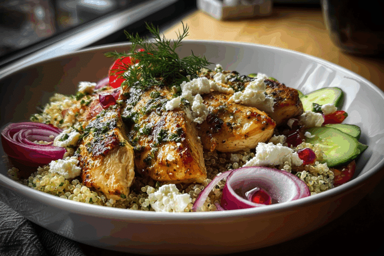 Lemon Herb Chicken Bowls with Feta & Quinoa