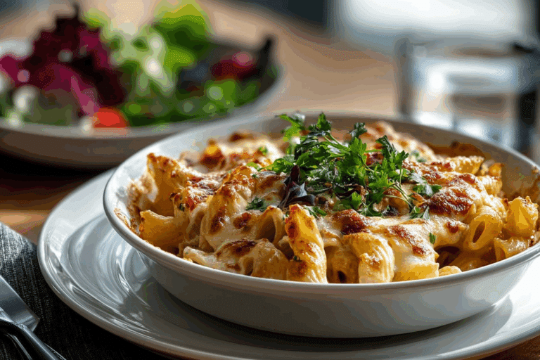 Creamy Garlic Parmesan Chicken Pasta Bake