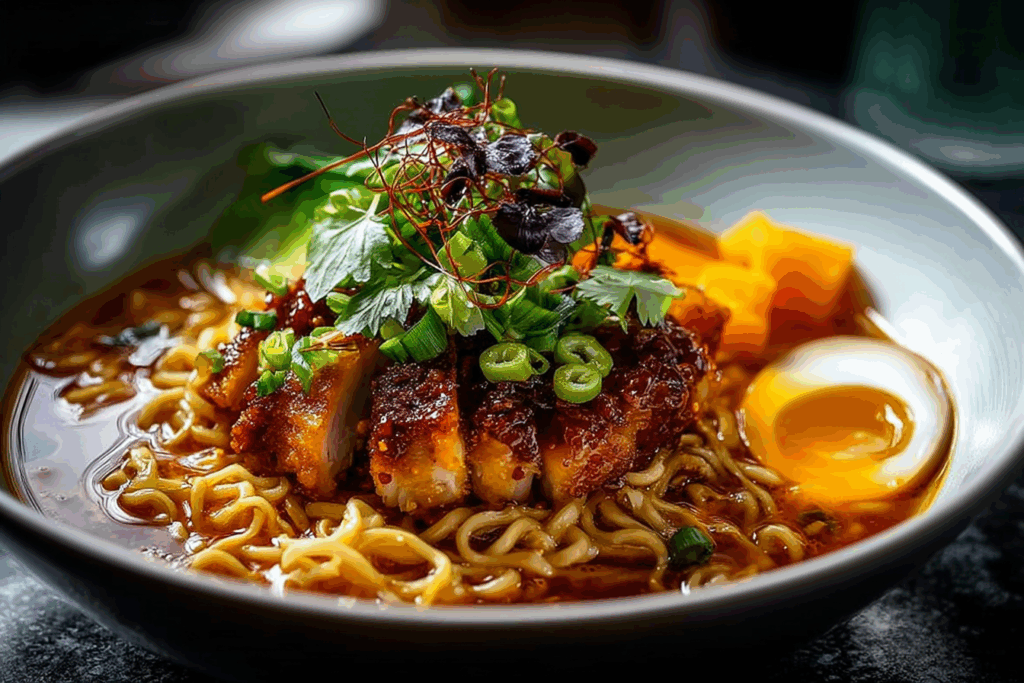 Spicy Ramen with Chili Crisp Chicken