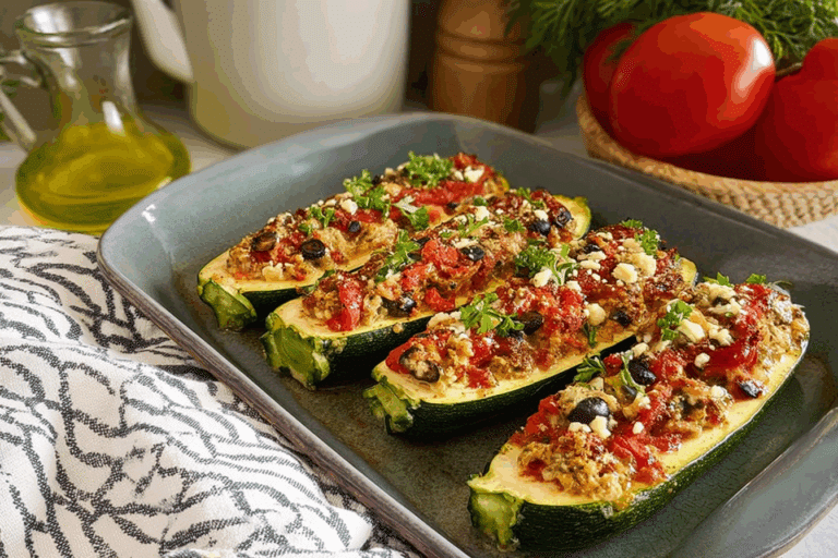 Mediterranean Stuffed Zucchini Boats