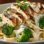 Grilled Chicken Alfredo with Fresh Broccoli & Fettuccine