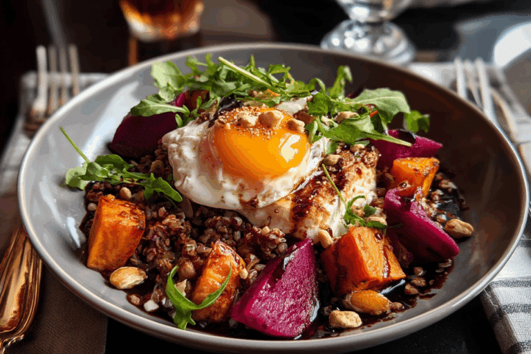 Sweet Potato, Beet & Burrata Grain Bowl