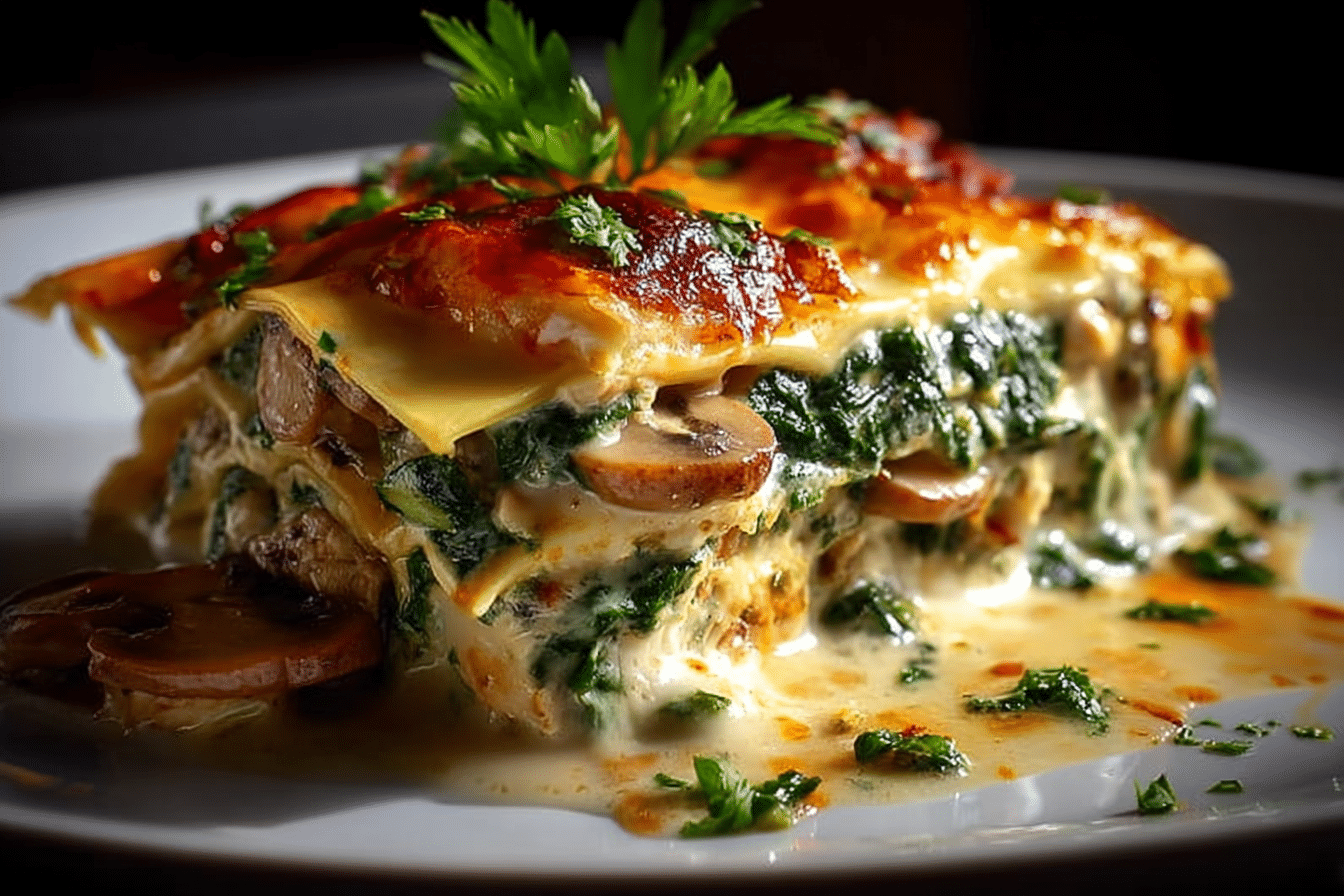 Chicken, Mushroom, and Spinach Lasagna