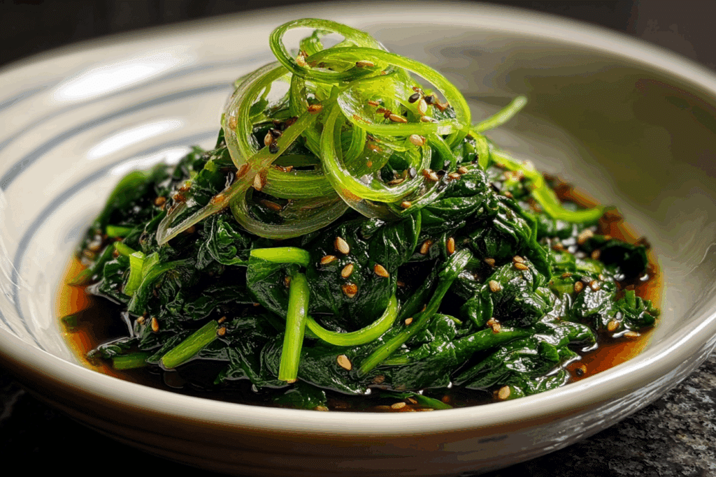 Soy Ginger Baby Spinach with Scallions