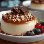 CREAMY VANILLA PUDDING WITH MILK CHOCOLATE & HAZELNUT TOPPING