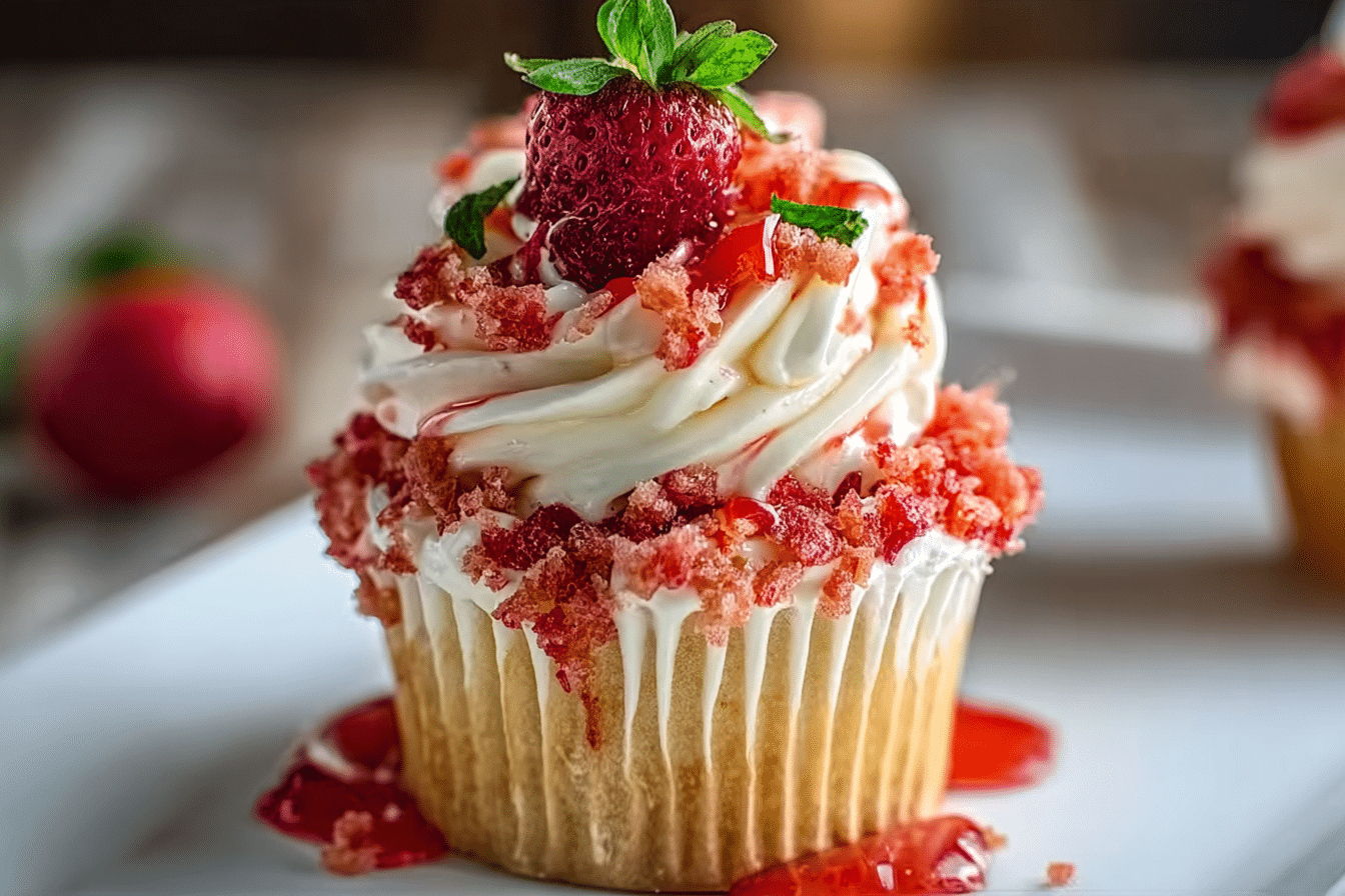 Strawberry Crunch Cupcakes