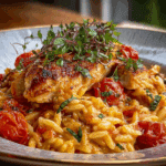 One-Pan Creamy Tomato Basil Orzo with Chicken