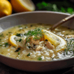 Greek Lemon Chicken Soup with Rice and Dill