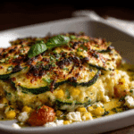 Summer Vegetable Gratin with Zucchini, Corn & Feta